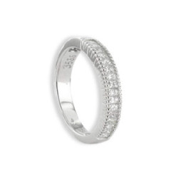 MEDIA ALIANZA DE DIAMANTES EN ORO BLANCO 18K 0,21 CT