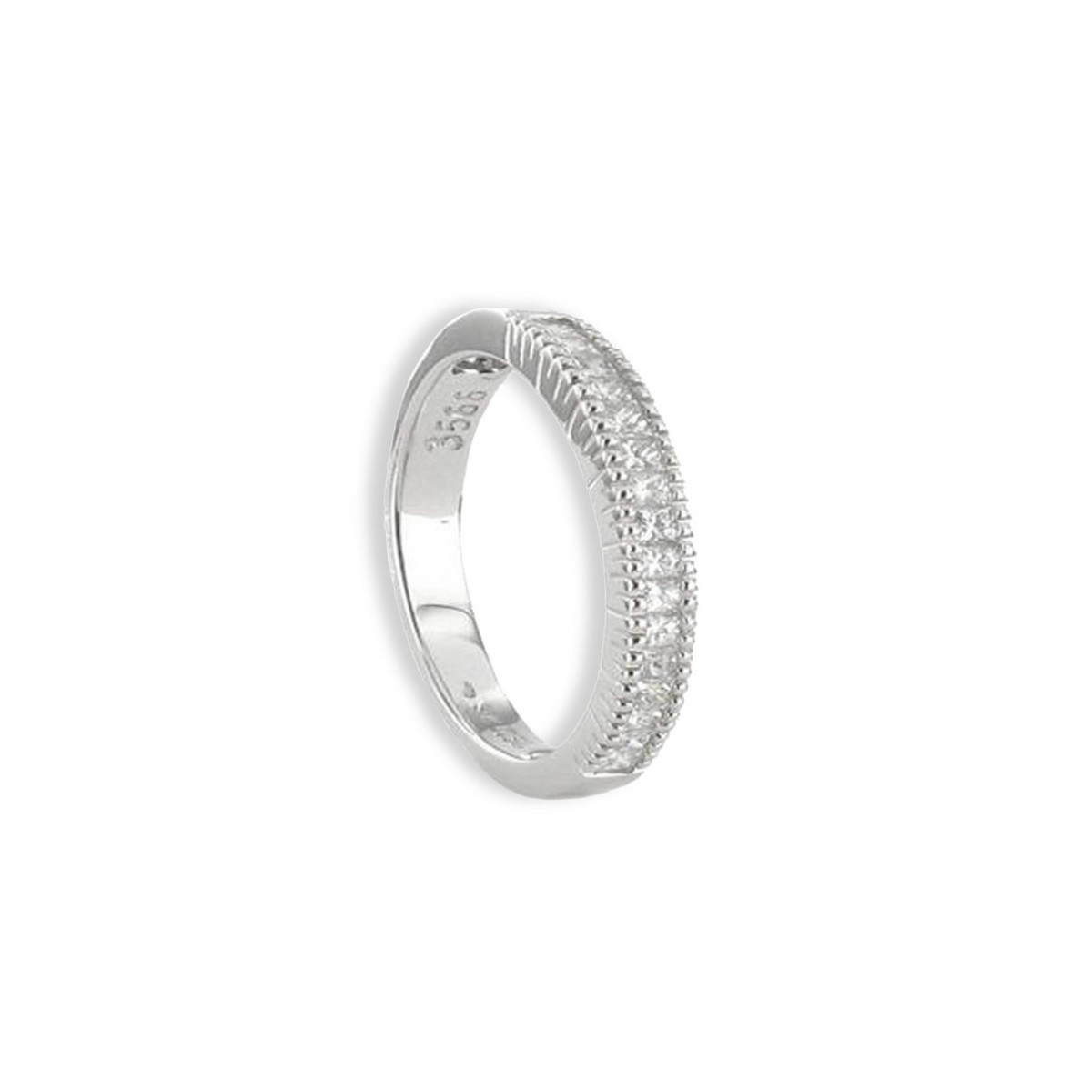 MEDIA ALIANZA DE DIAMANTES EN ORO BLANCO 18K 0,21 CT