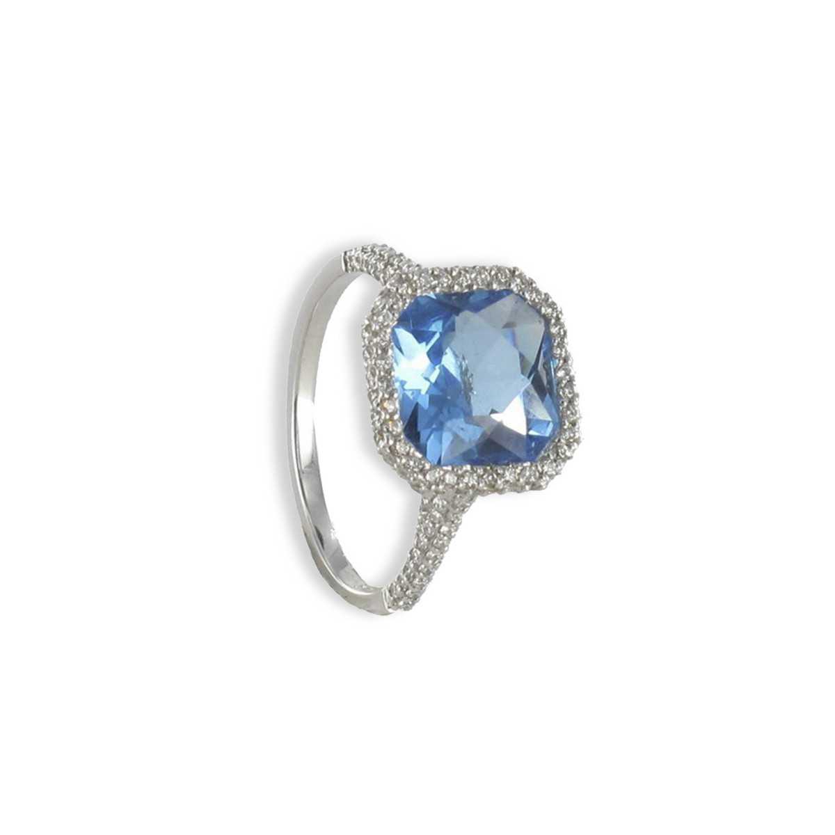 RING WITH SQUARE TOPAZ AND DIAMONDS