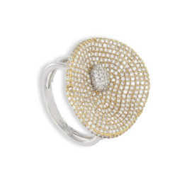 TWO GOLD AND DIAMOND PAVE RING