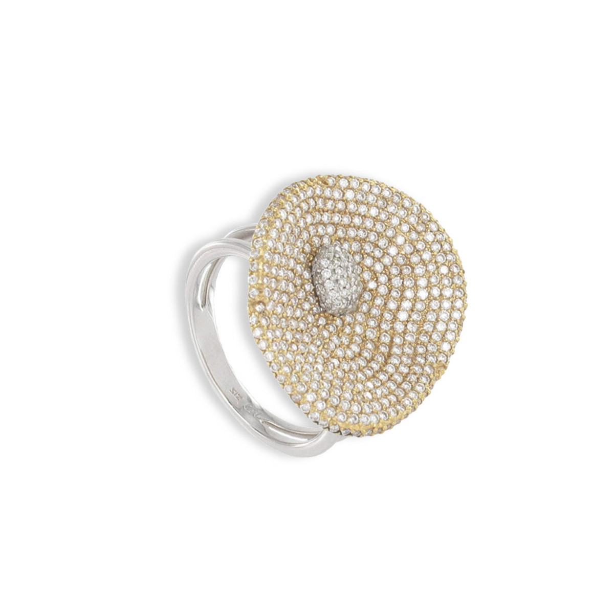 TWO GOLD AND DIAMOND PAVE RING