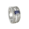 RECTANGULAR SAPPHIRE AND DIAMONDS RING