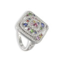 ANILLO CON PIEDRAS DE COLORES Y DIAMANTES