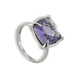 POLISHED GOLD RING WITH AMETHYST