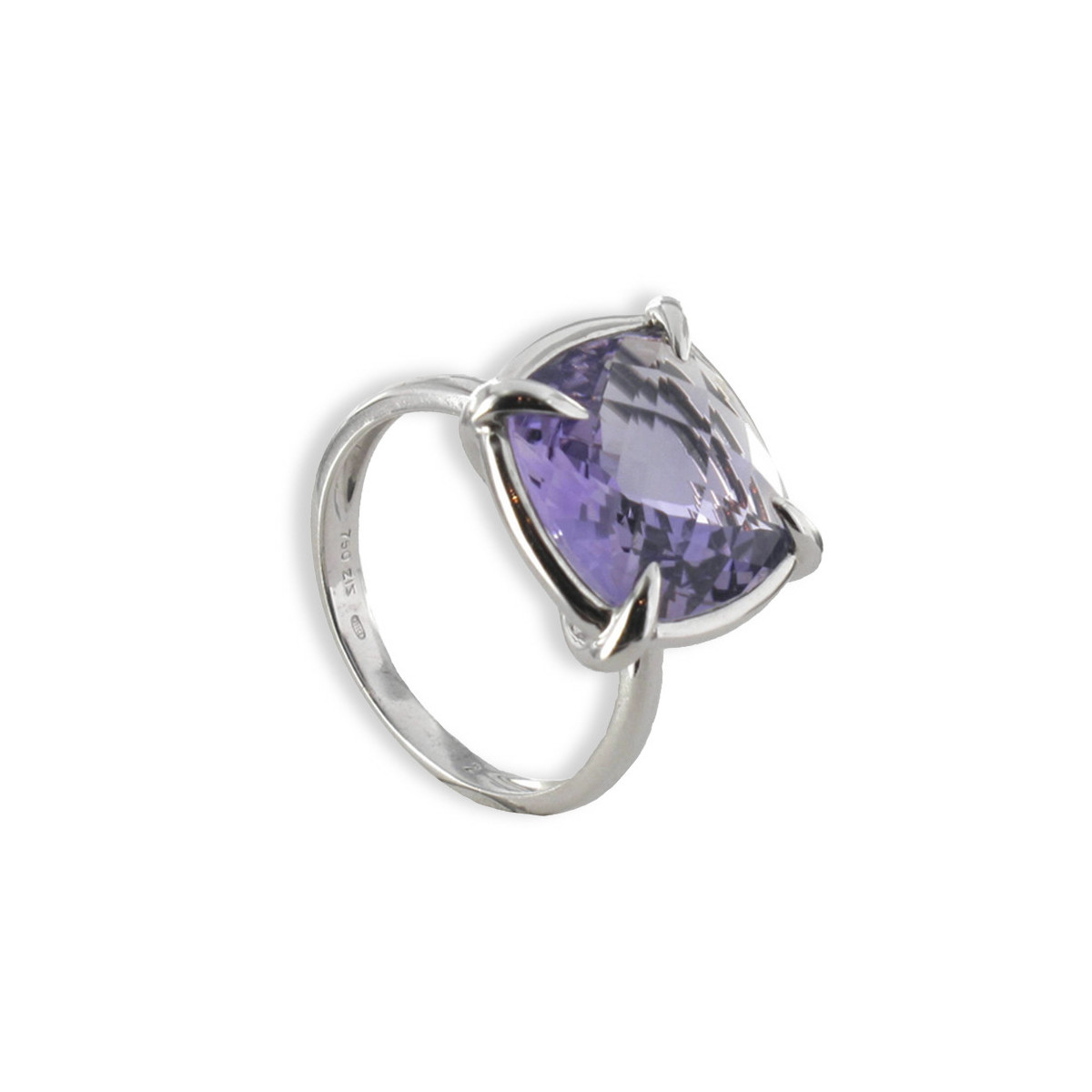 POLISHED GOLD RING WITH AMETHYST