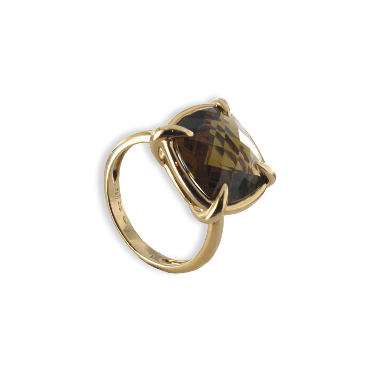 ANILLO ORO ROSA 18 KILATES CUARZO MARRON