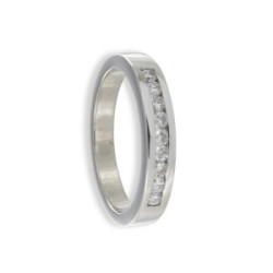 MEDIA ALIANZA DE 9 DIAMANTES EN ORO BLANCO 18K 0,22 CT
