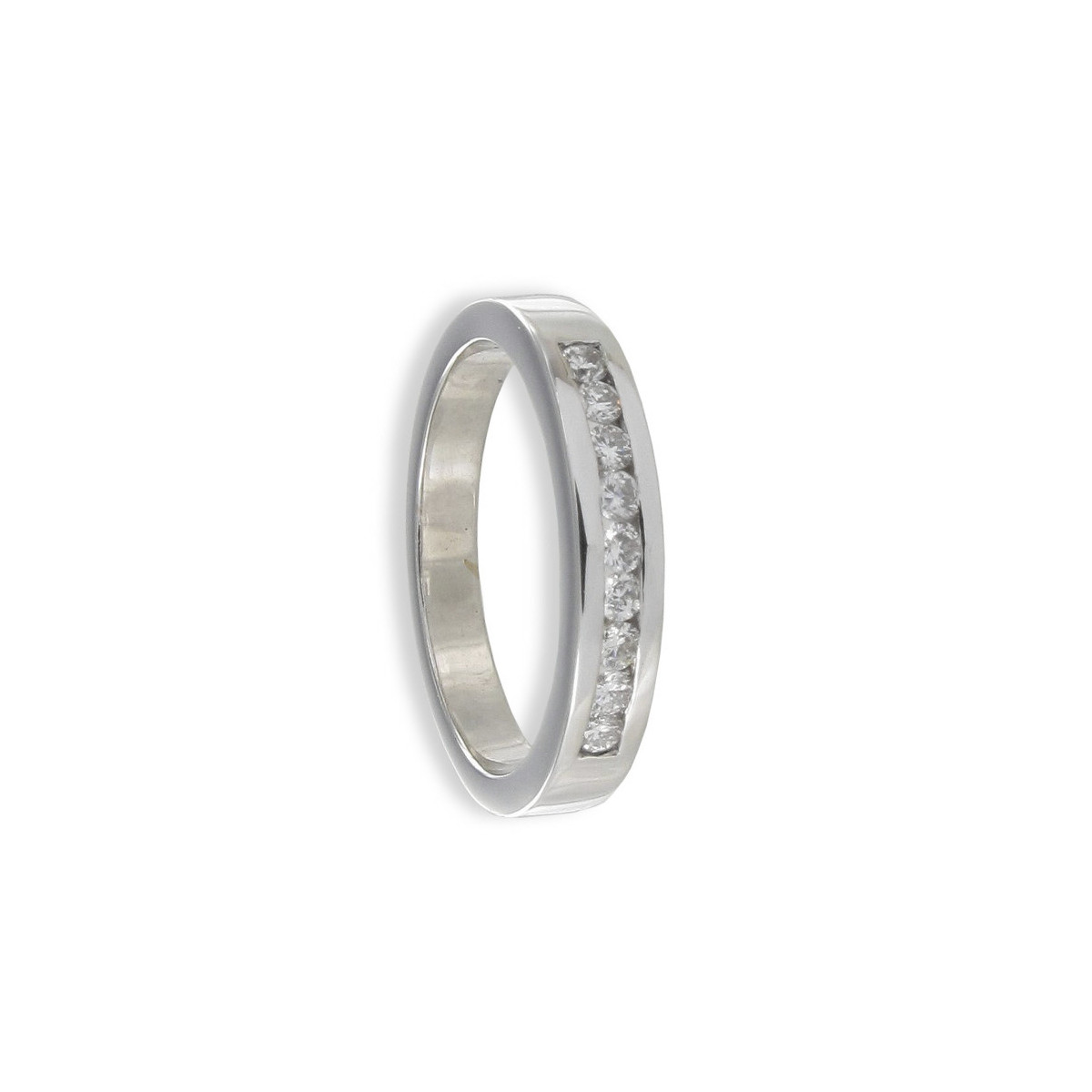 MEDIA ALIANZA DE 9 DIAMANTES EN ORO BLANCO 18K 0,22 CT