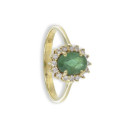 GOLD EMERALD AND DIAMOND RING