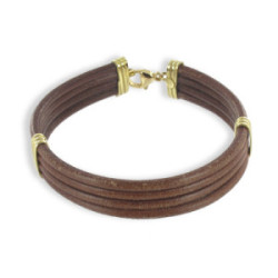 PULSERA CUERO Y ORO