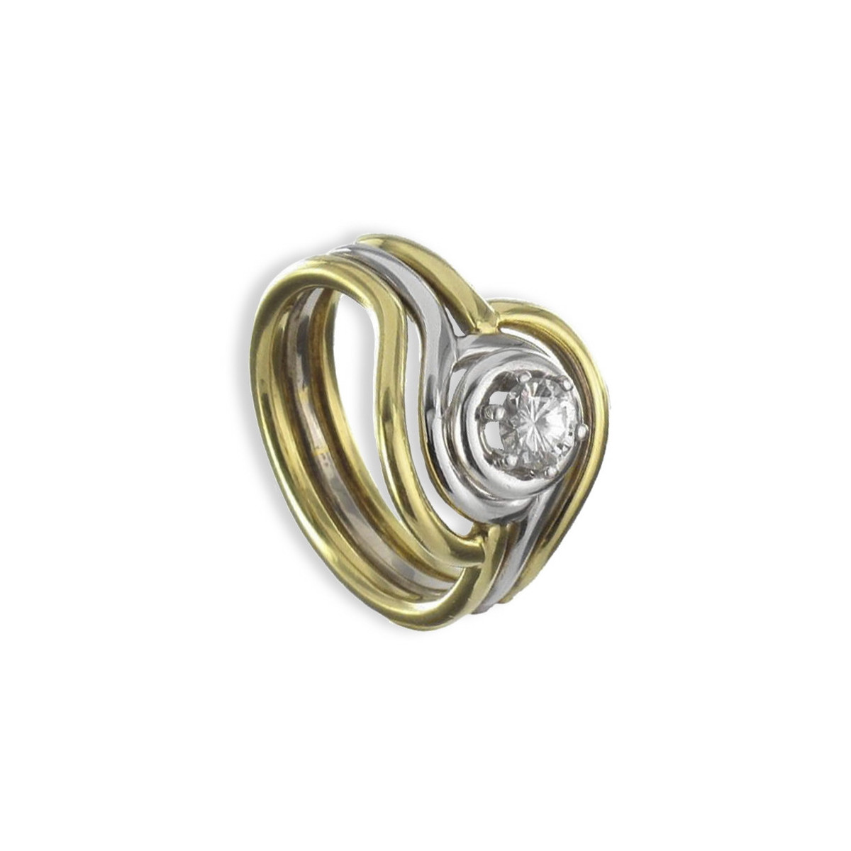 SOLITARIO BICOLOR ORO 18K CON DIAMANTE 0,34 CT