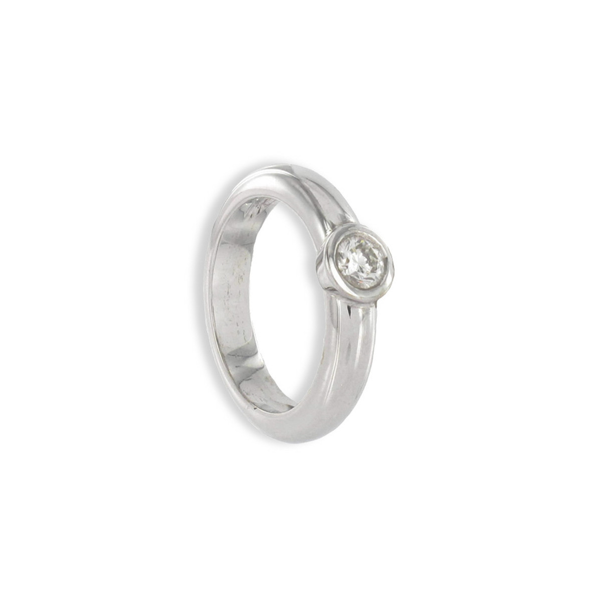 SOLITARIO MEDIA CAÑA ORO BLANCO 18K CON DIAMANTE 0,36 CT