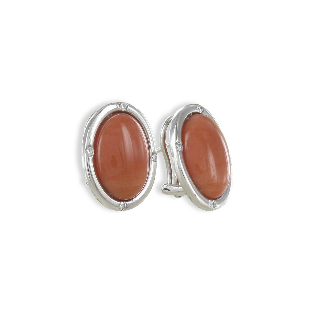 CORAL EARRINGS AND 8 DIAMONDS