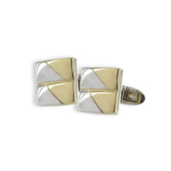 WHITE AND YELLOW GOLD SQUARE CUFFLINKS