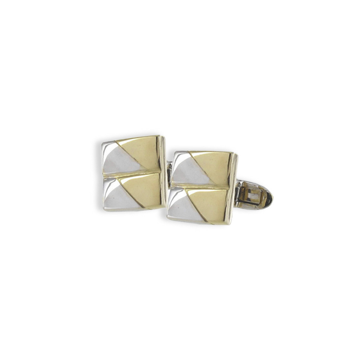 WHITE AND YELLOW GOLD SQUARE CUFFLINKS