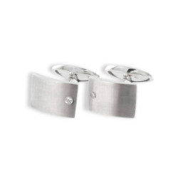 CUFFLINKS IN MATTE WHITE GOLD WITH DIAMOND