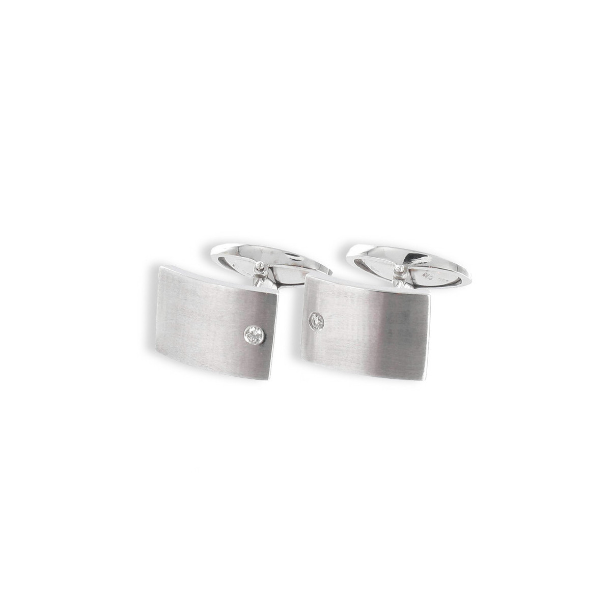 CUFFLINKS IN MATTE WHITE GOLD WITH DIAMOND