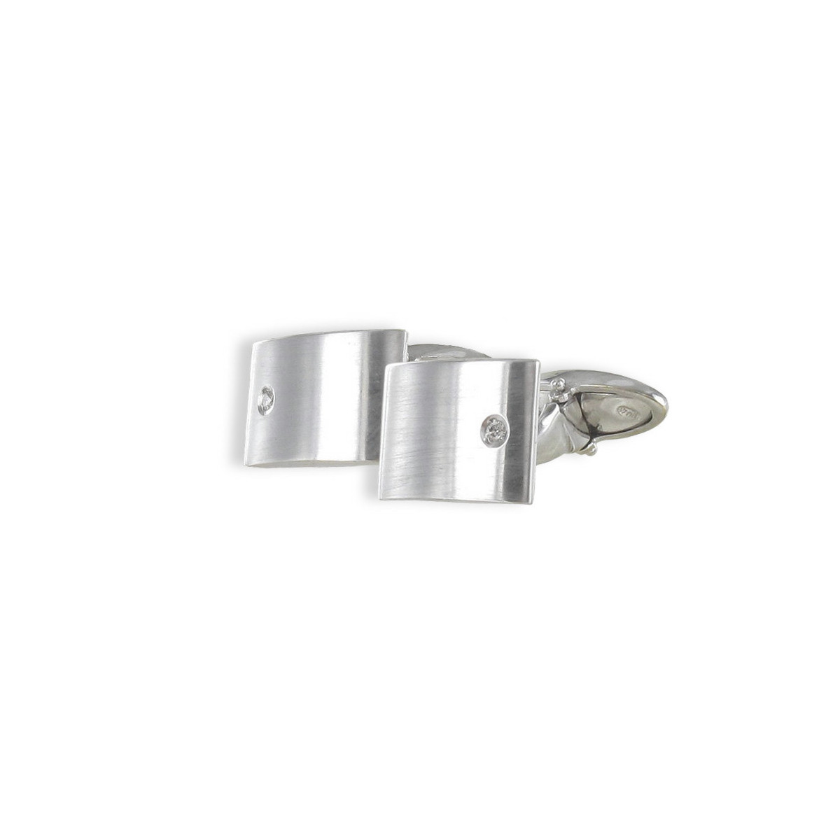 GEMELOS ORO BLANCO MATE CON DIAMANTE