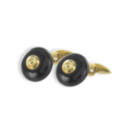 CUFFLINKS YELLOW GOLD AND ONYX