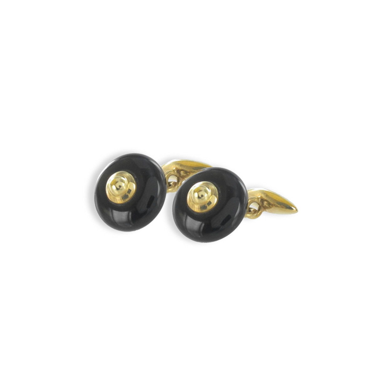 CUFFLINKS YELLOW GOLD AND ONYX