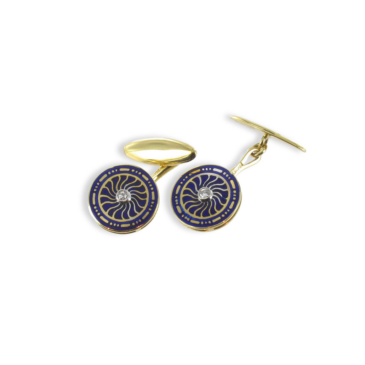 GOLD CUFFLINKS WITH ENAMEL