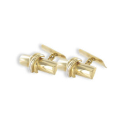 GOLD TUBE CUFFLINKS WITH CENTRAL MOTIF