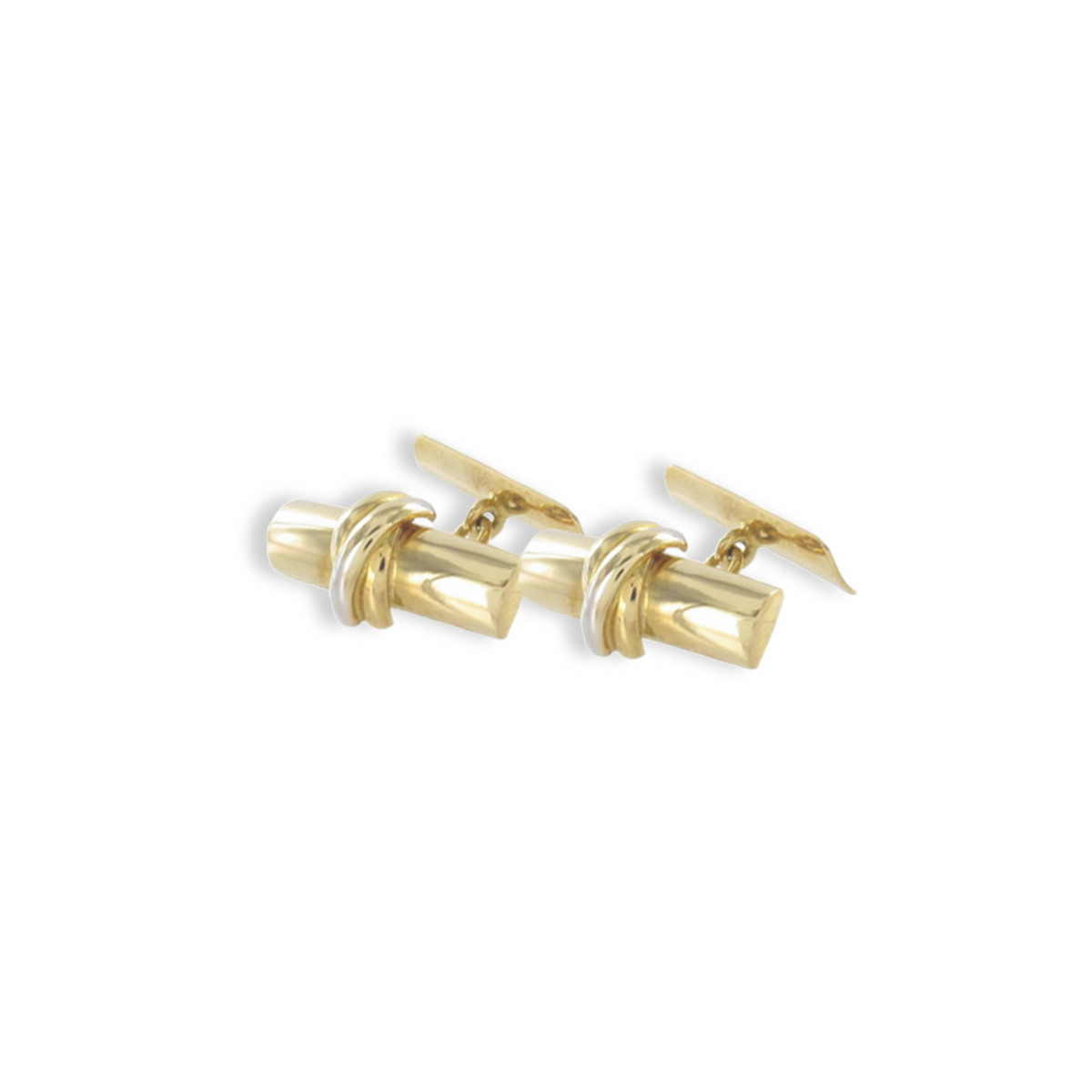 GOLD TUBE CUFFLINKS WITH CENTRAL MOTIF