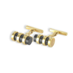 ONYX CYLINDER CUFFLINK WITH GOLD LINES