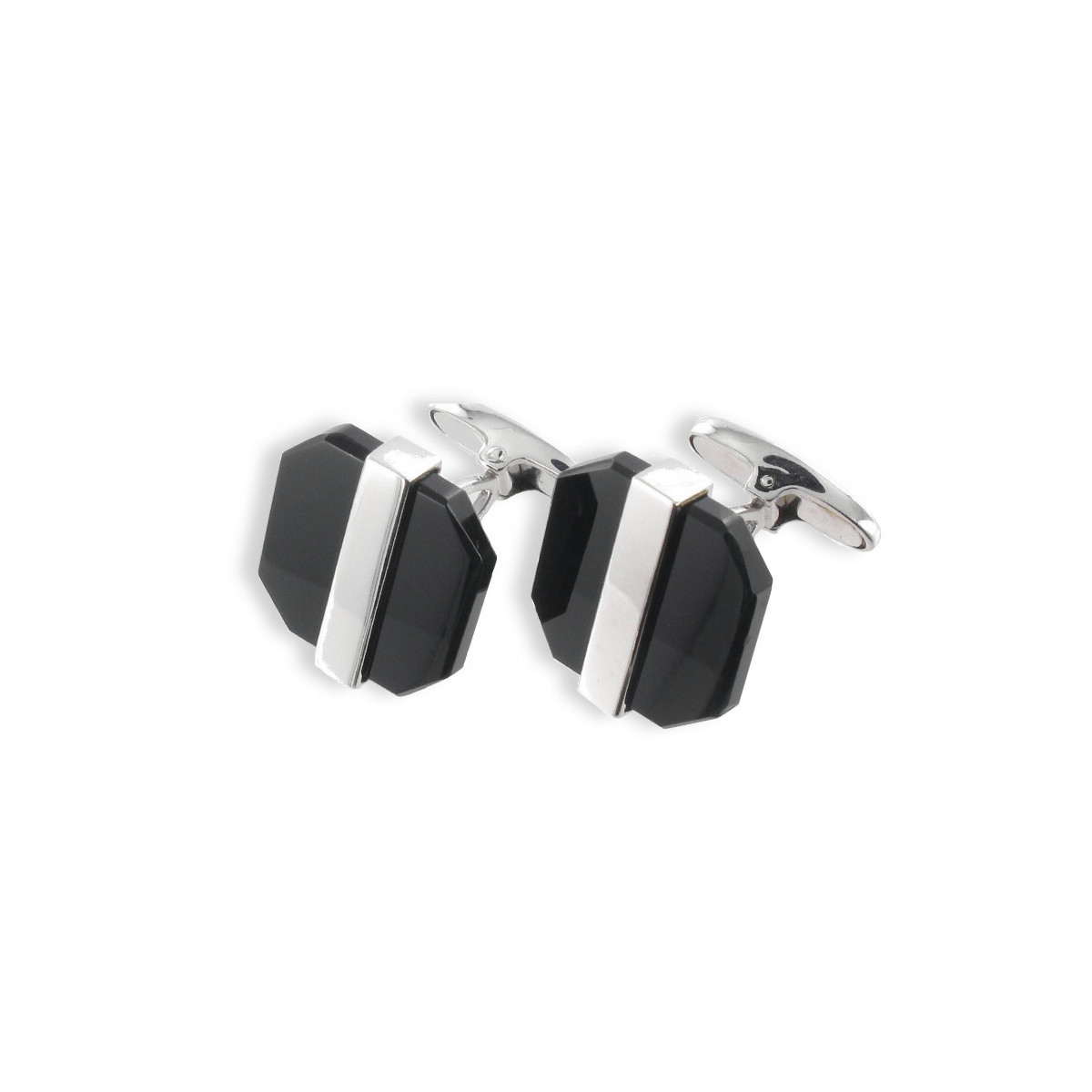 ONYX AND WHITE GOLD CUFFLINKS