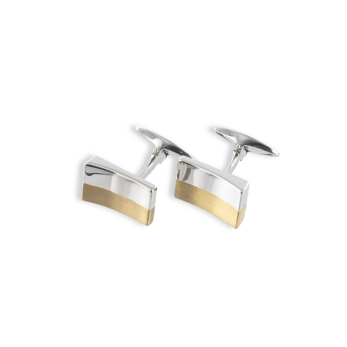 BICOLOR WEDGE-SHAPED GOLD CUFFLINKS