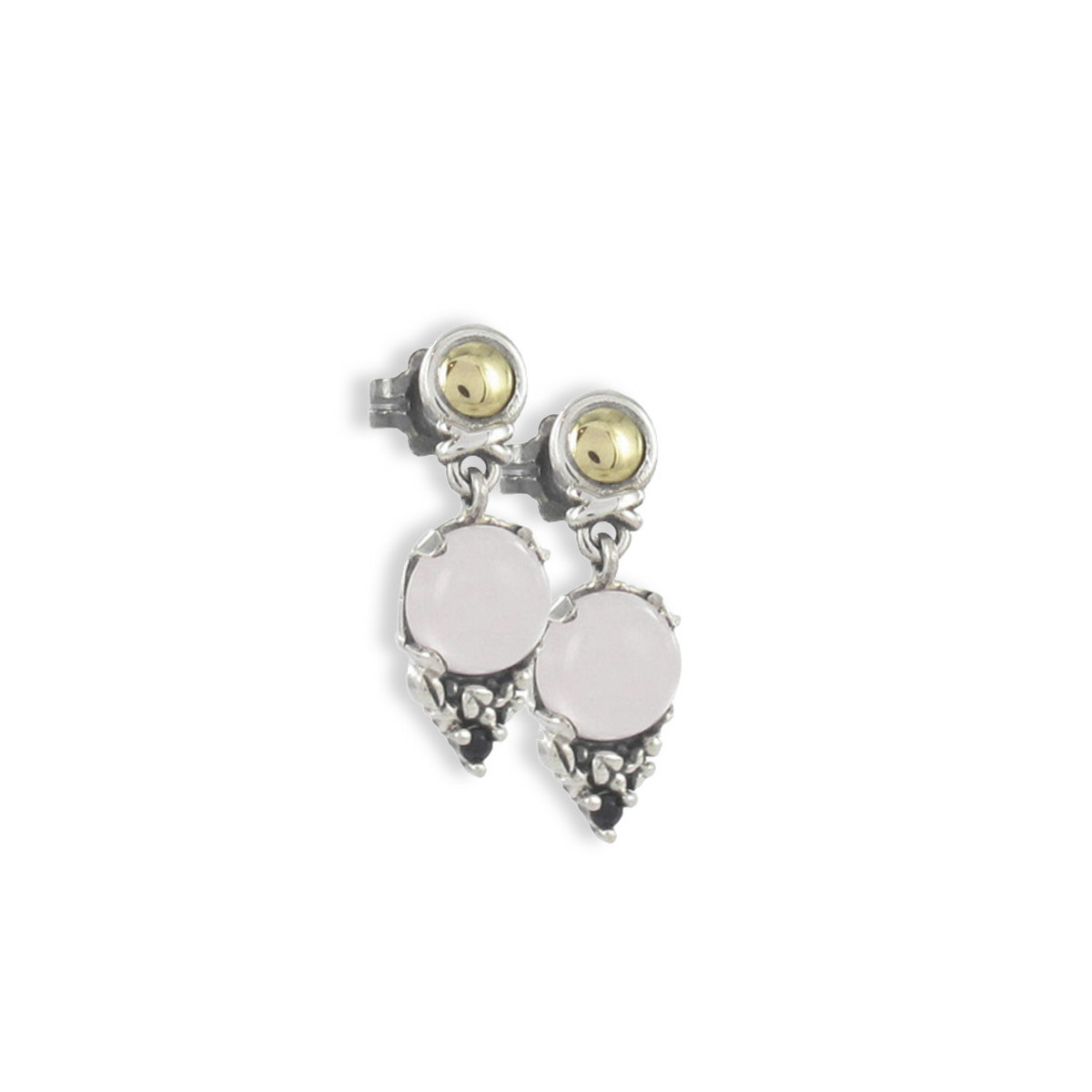 SILVER AND GOLD EARRINGS WITH NATURAL STONES