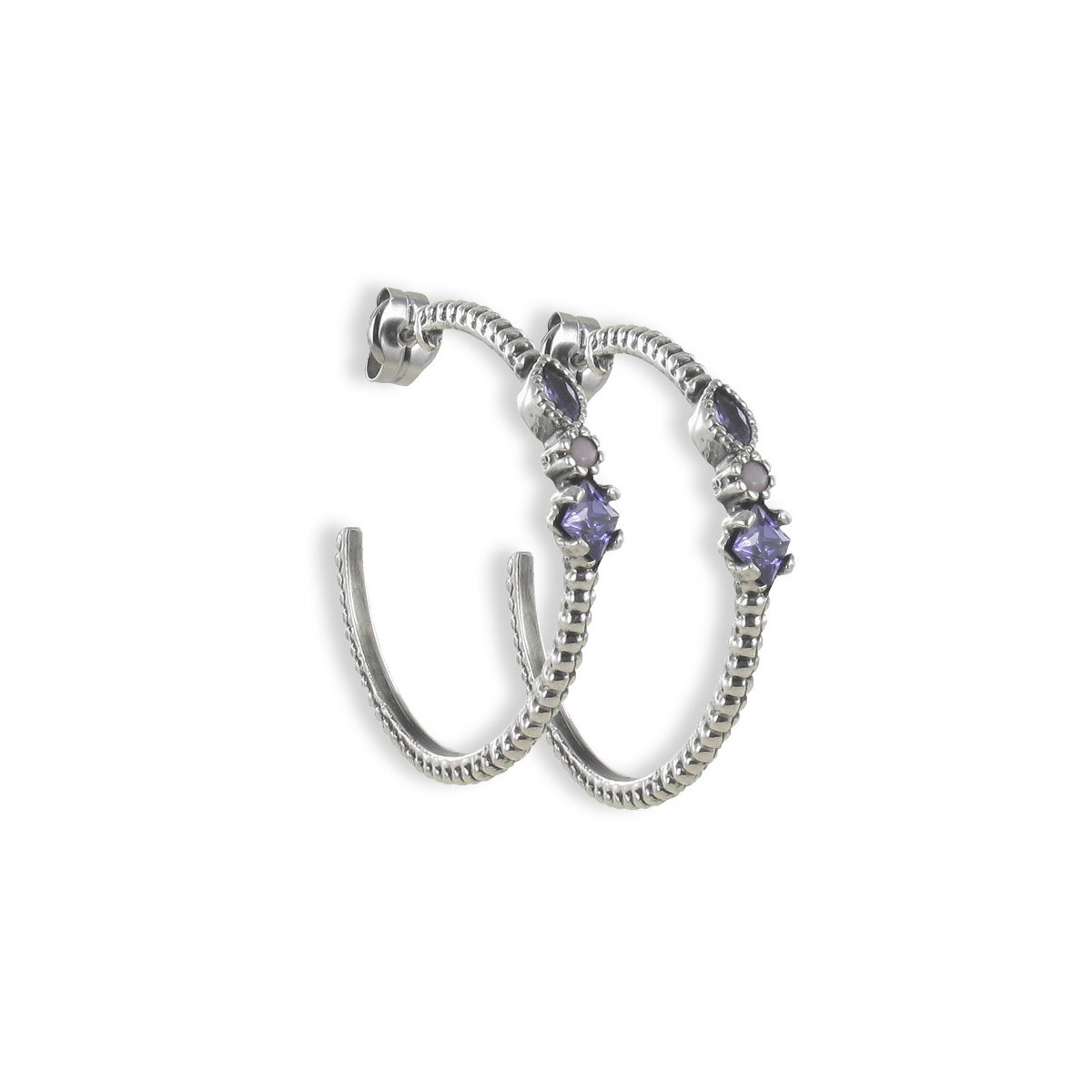 PENDIENTES PLATA CON PIEDRAS ROSAS