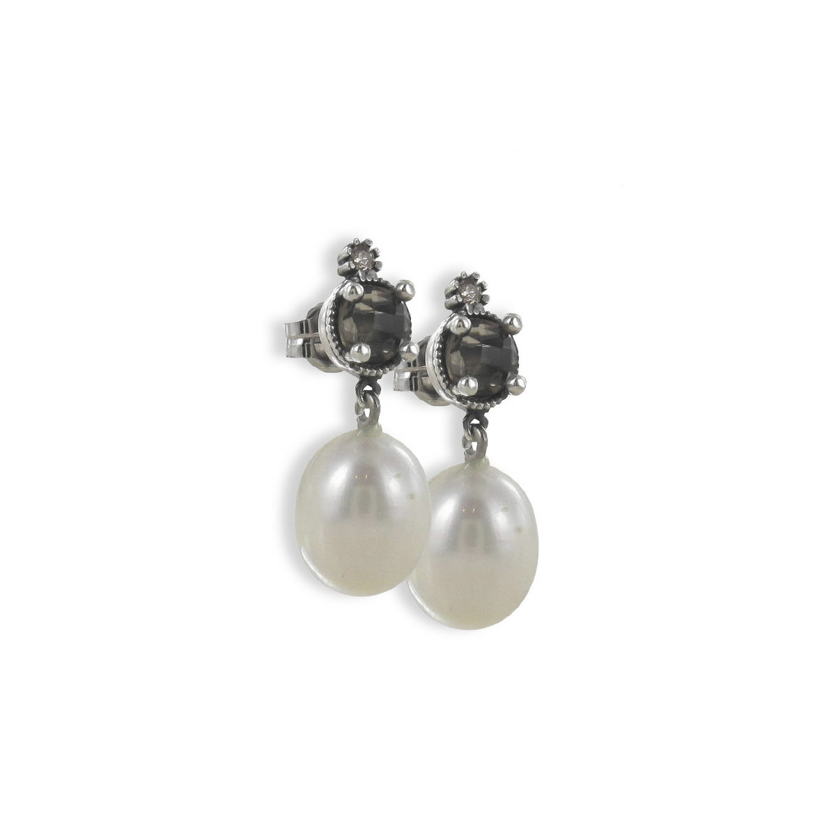 SILVER EARRINGS PEARL PENDANT