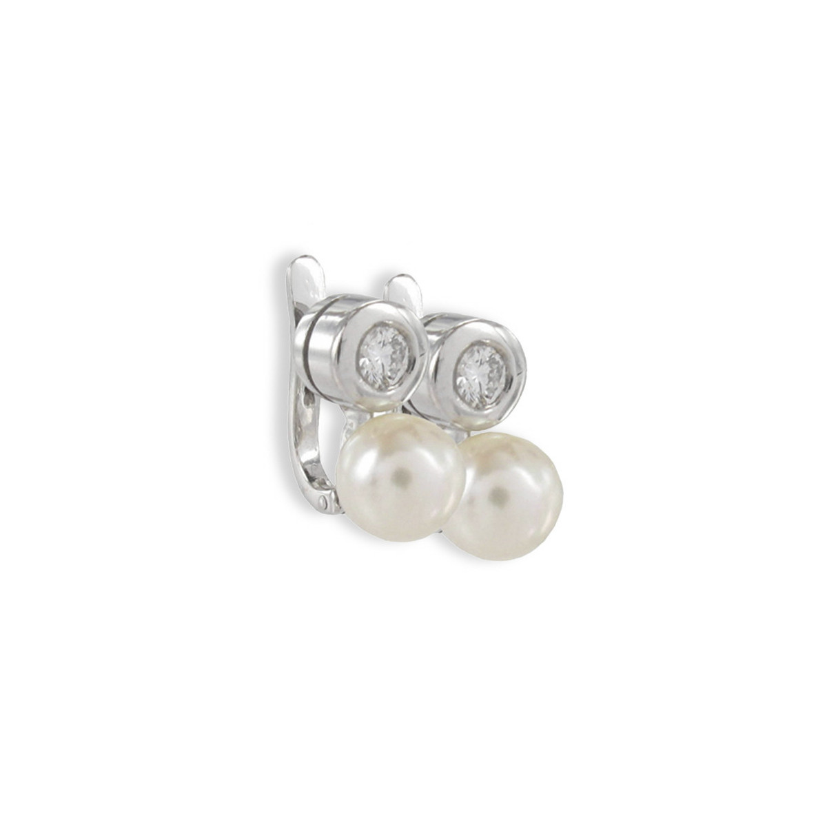 PENDIENTE ORO PERLA Y DIAMANTE