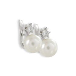 YOU AND ME GOLD EARRING PEARL AND DIAMOND