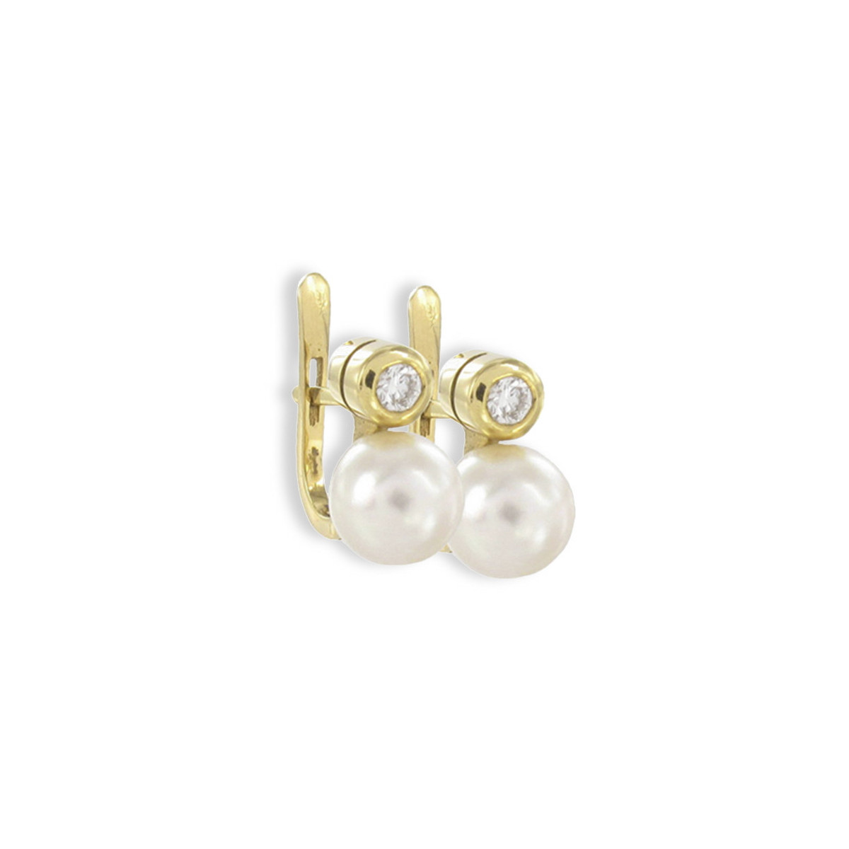 YOU AND ME GOLD PEARL AND DIAMOND EARRINGS