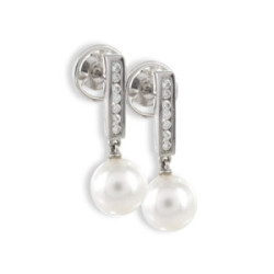 GOLD DIAMOND AND PEARL EARINGS