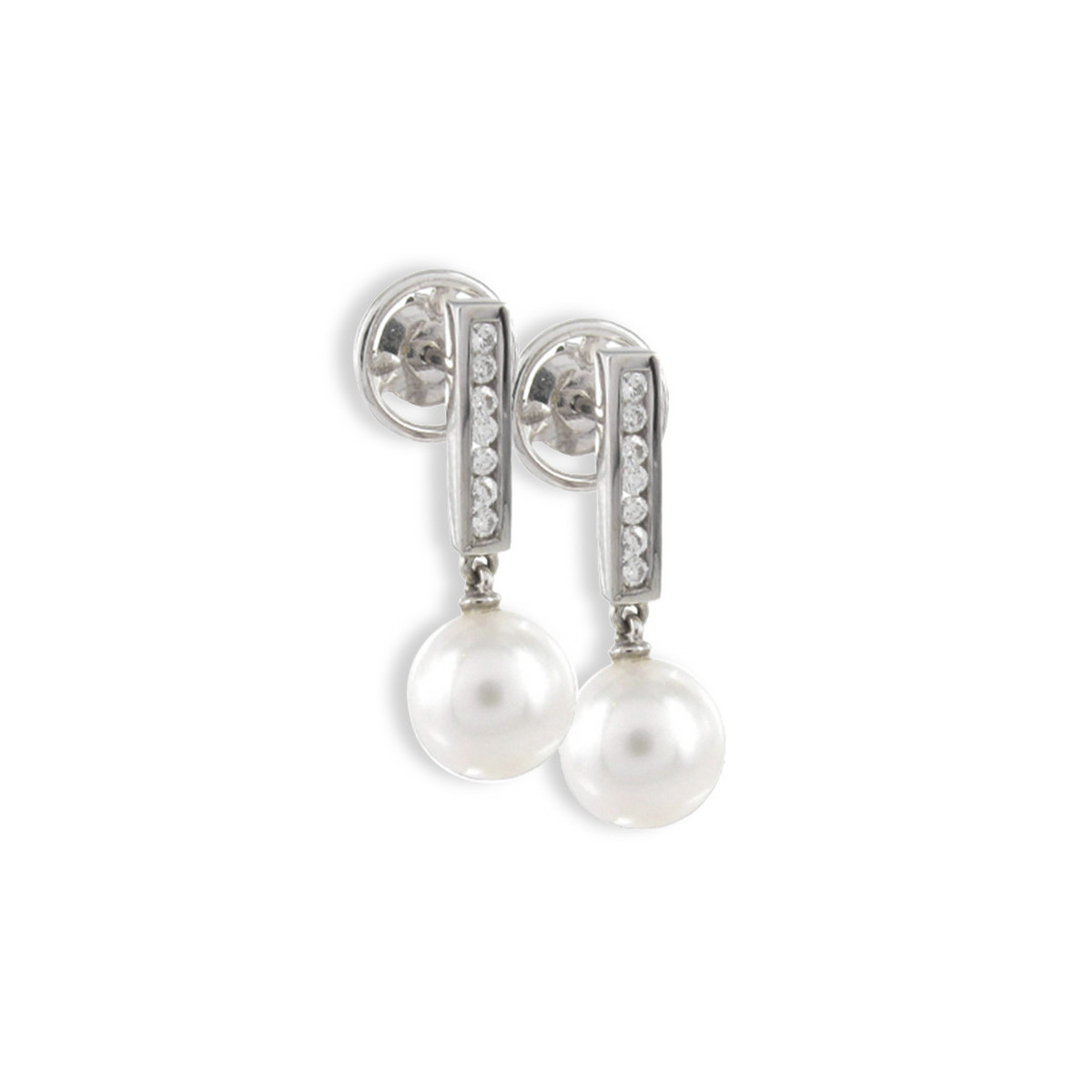 GOLD DIAMOND AND PEARL EARINGS