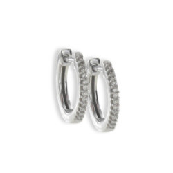 WHITE GOLD HOOP EARRINGS 24 DIAMONDS