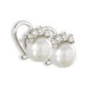 WHITE  GOLD PEARL AND DIAMON EARRING