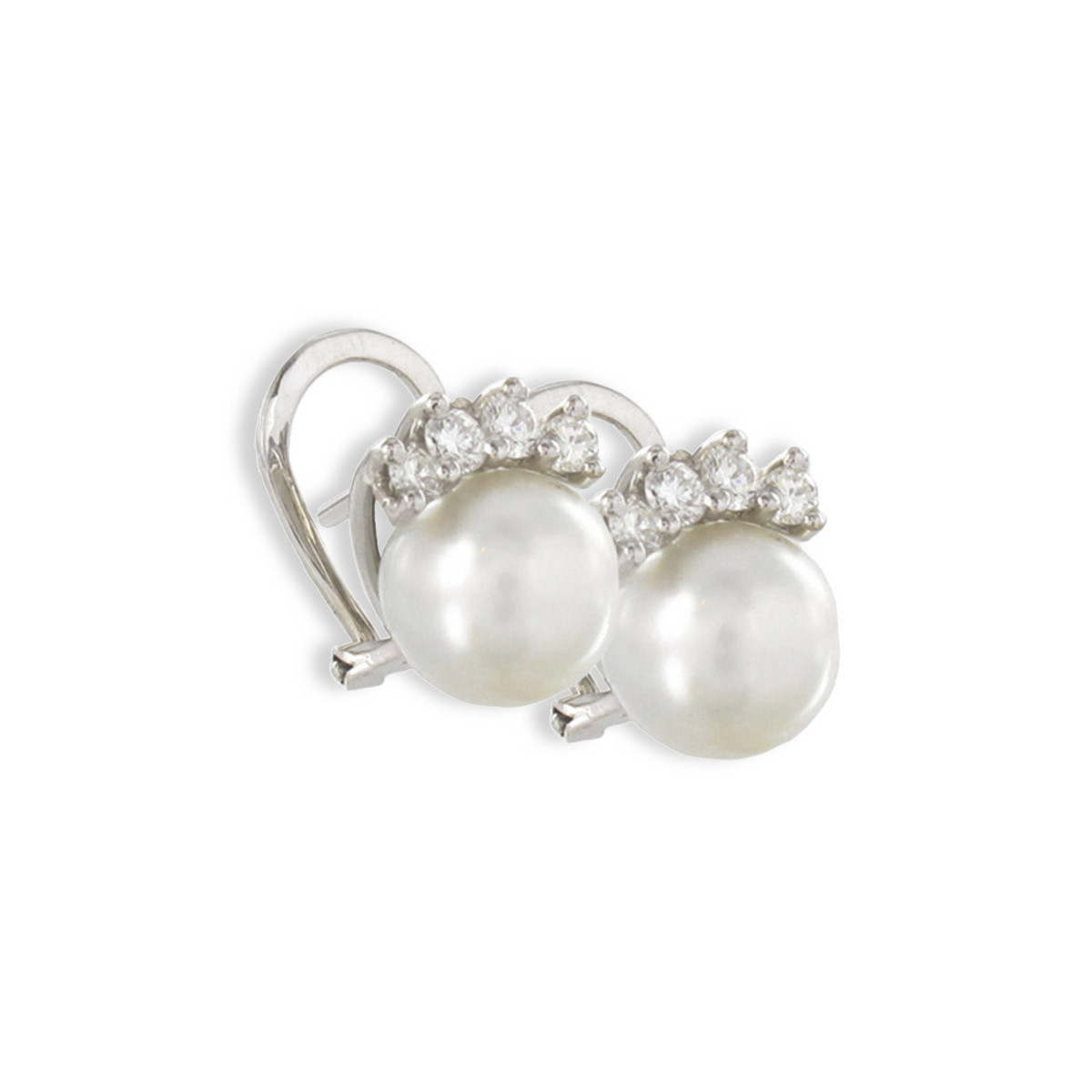 WHITE  GOLD PEARL AND DIAMON EARRING