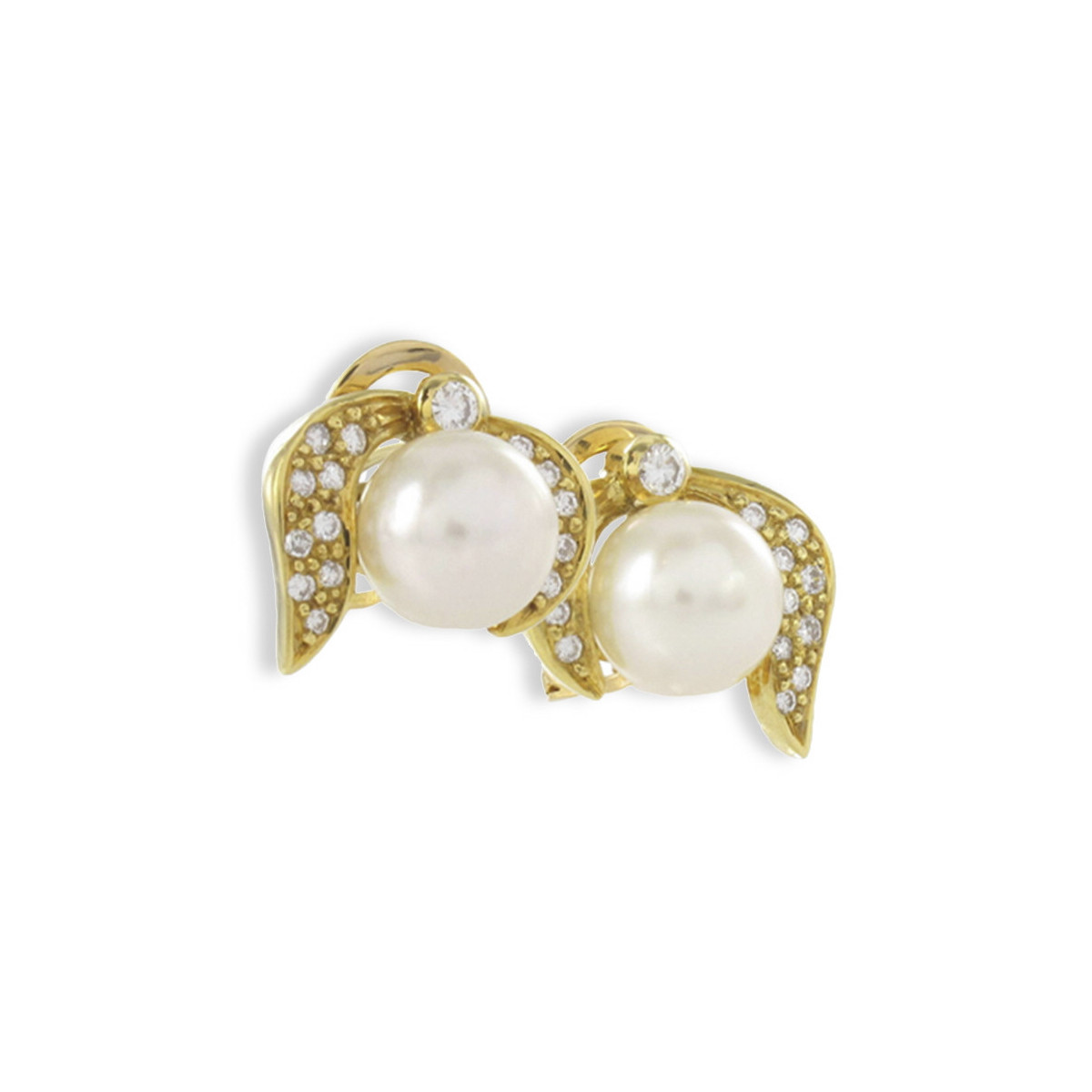 GOLD PEARL AND DIAMOND EARRING
