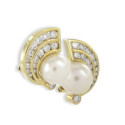 GOLD PEARL AND DIAMOND EARRING