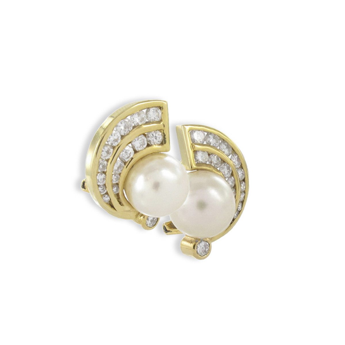 GOLD PEARL AND DIAMOND EARRING