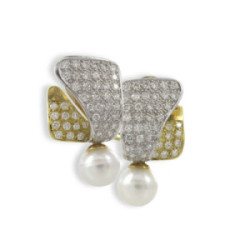 GOLD PEARL AND DIAMOND EARRING
