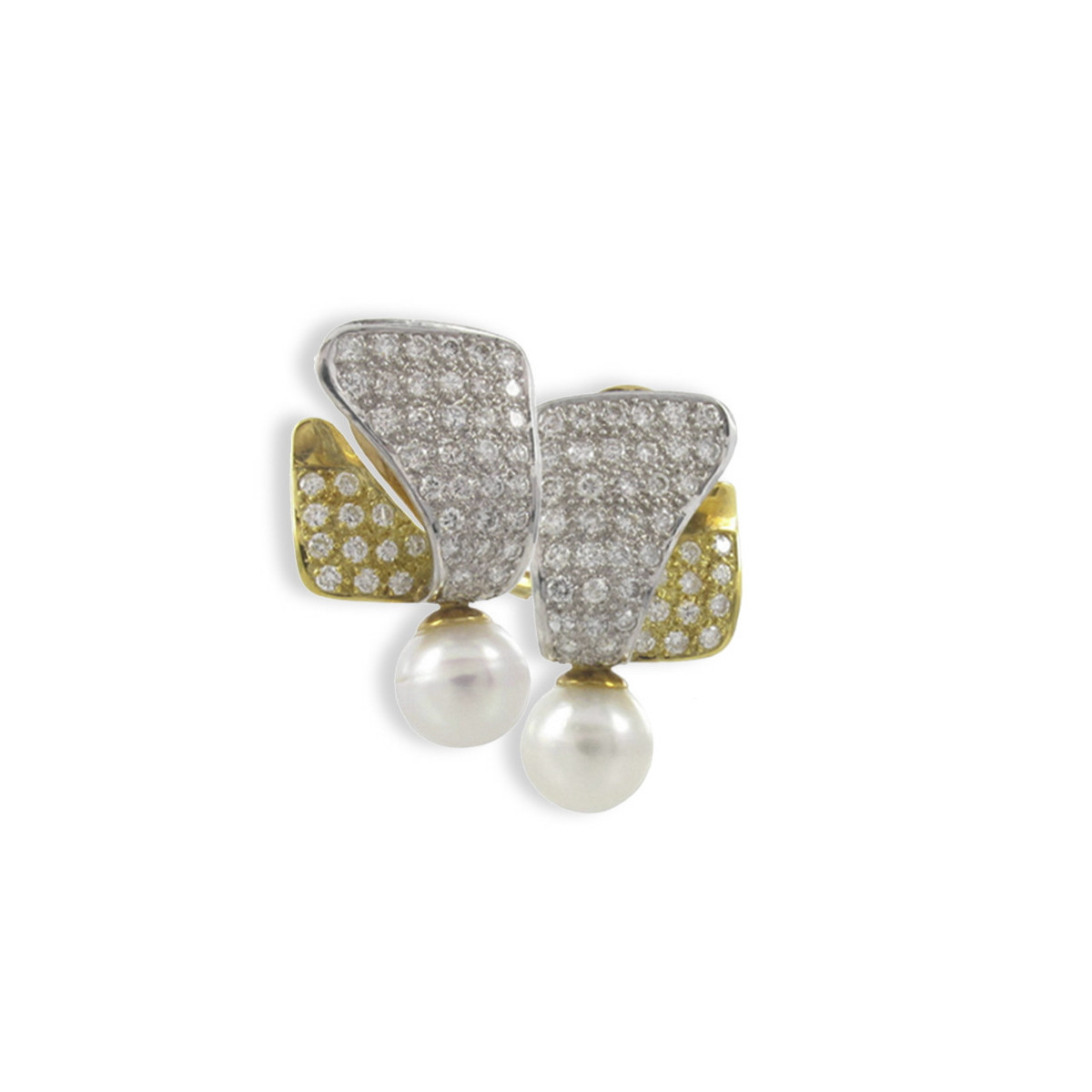 GOLD PEARL AND DIAMOND EARRING