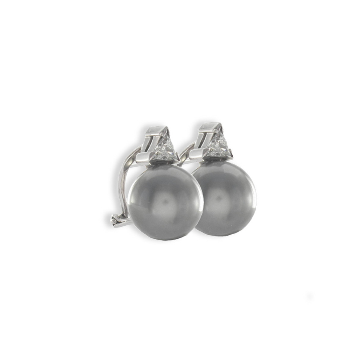 WHITE GOLD DIAMOND AND PEARL EARRING