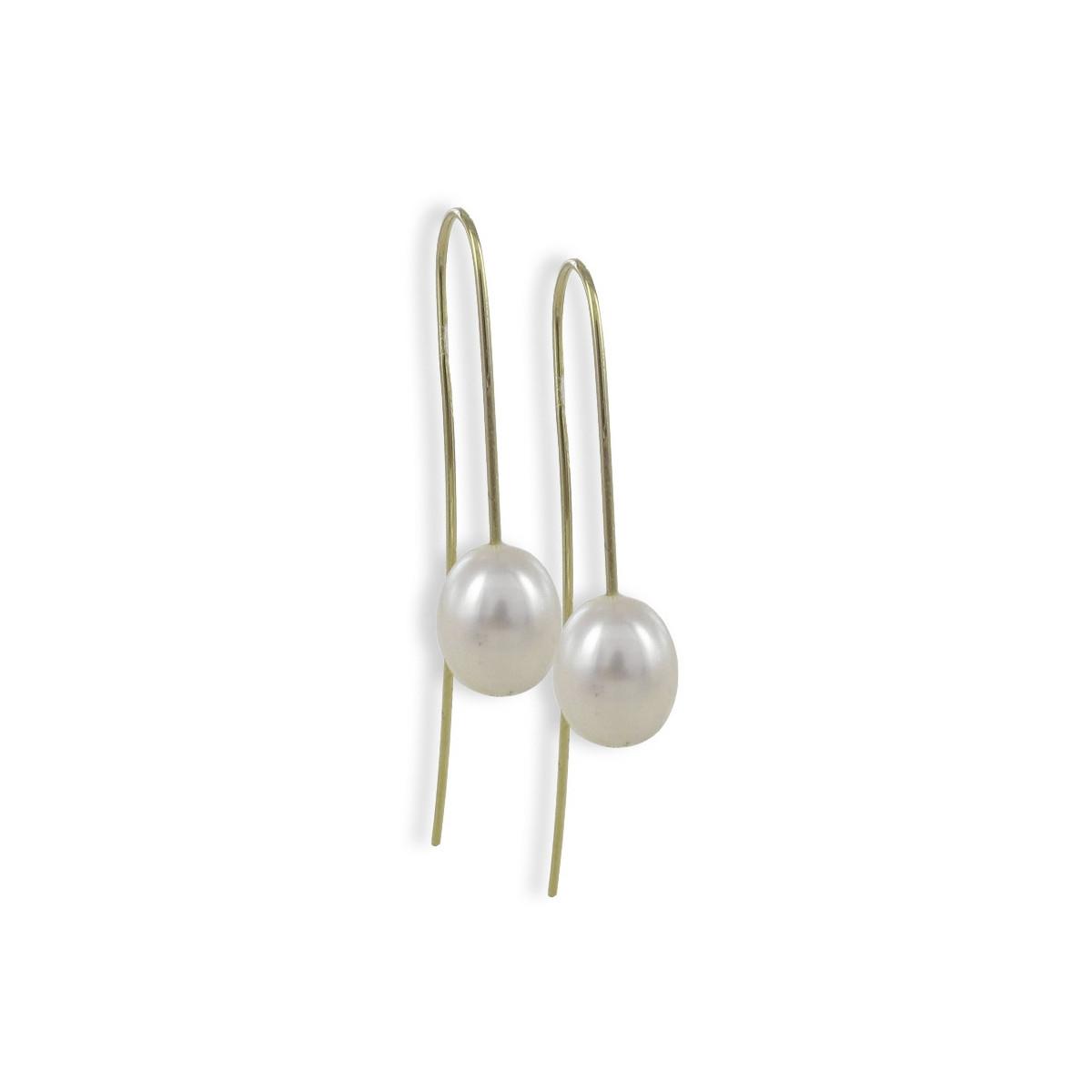 LONG HOOK GOLD PEARL EARRINGS