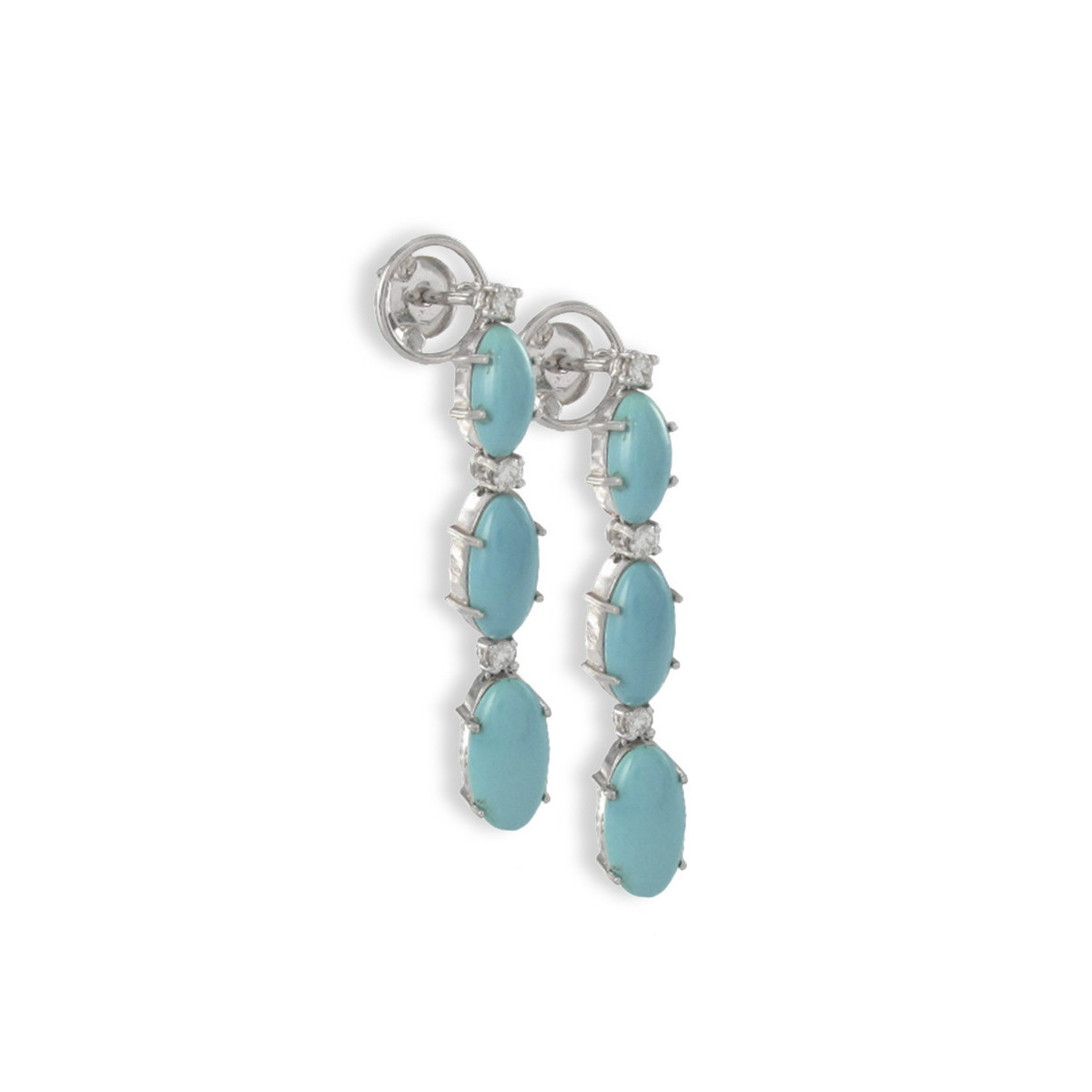 GOLD DIAMOND AND TURQUOISE EARINGS