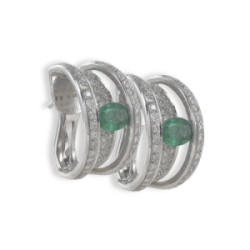MODERN EARRINGS WITH DIAMONDS AND EMERALD
